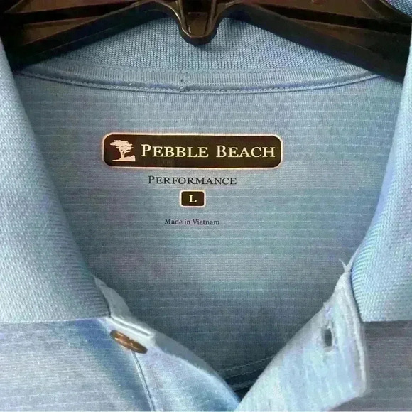 Pebble Beach Men's  Performance Polo Shirt, Blue, Size L - Picture 2 of 3